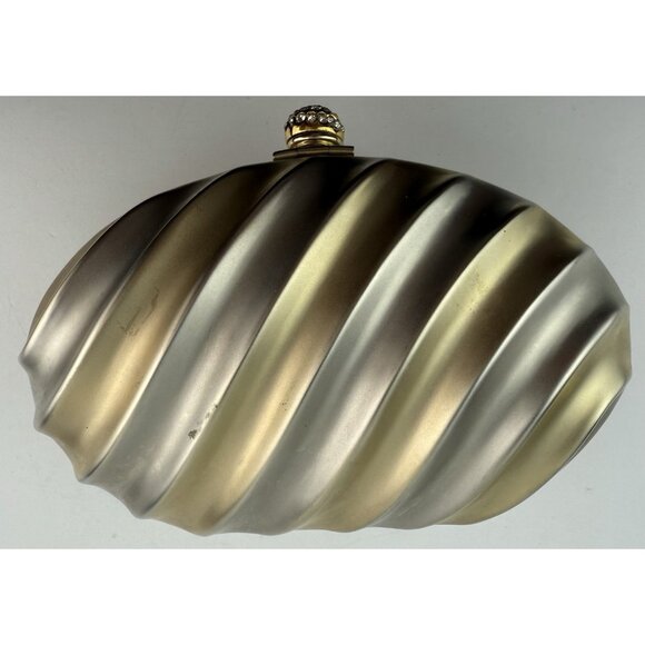 Vtg Harmony Italy 2-Tone Clamshell Evening Clutch Purse w/ Chain Jeweled Clasp - Picture 8 of 12